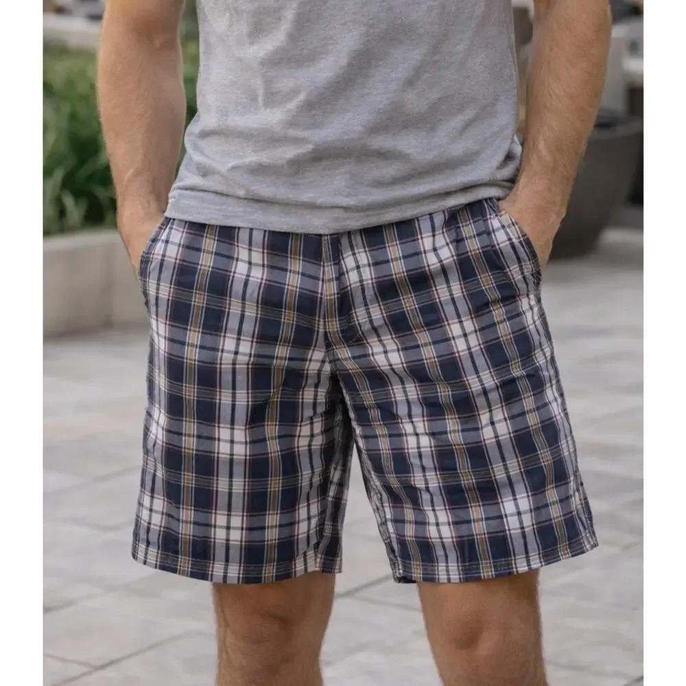 American Eagle Outfitters Mens Plaid Shorts Size 32 Flat Front Plaid 100% Cotton